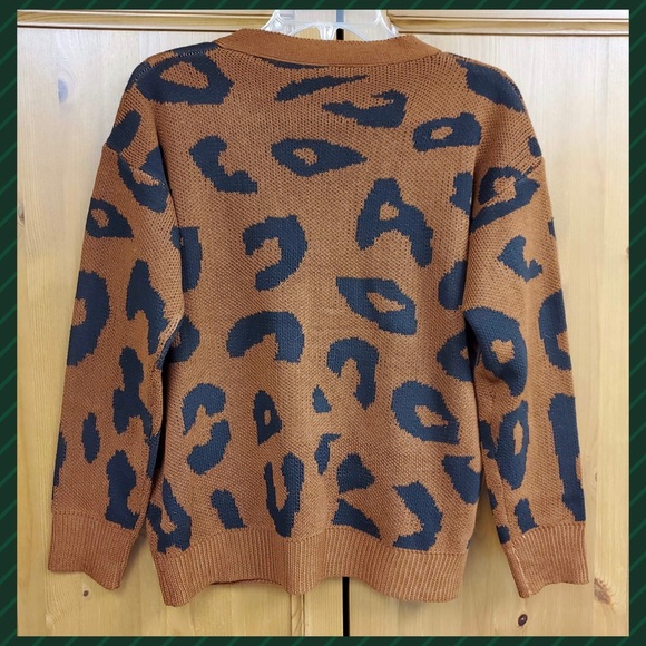 Leopard Print Button Down Cardigan Sweater - Picture 2 of 3